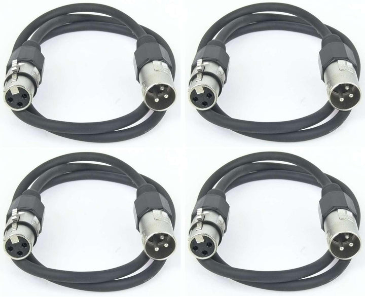 Paccs 4 Stück 1 m Mikrofonkabel Schwarz XLR Stecker male auf XLR Buchse female - Symmetrisch Audio K