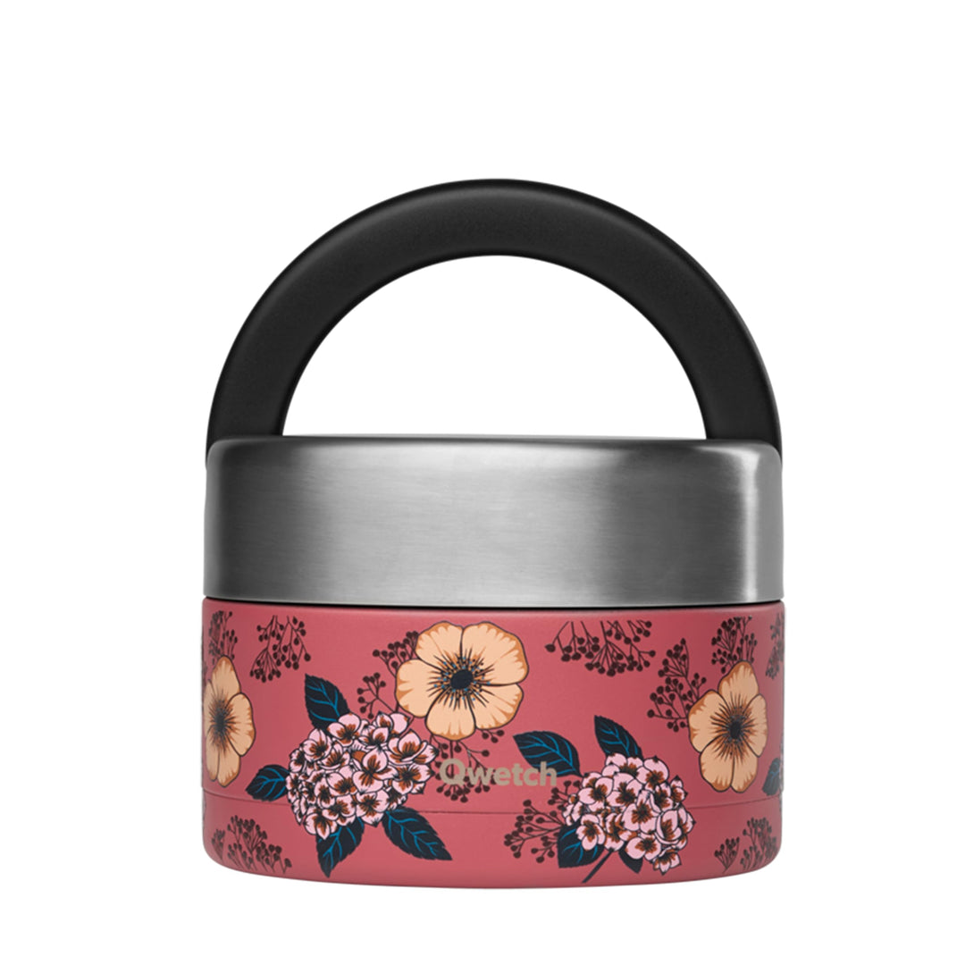 QWETCH - Thermobehälter für Essen mit Griff - 650ml Anemonen - Lunchbox Edelstahl Isotherm - 5h Heis