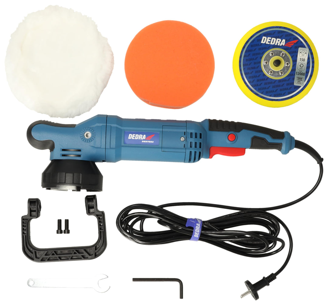 Exzenter-Rotationspoliermaschine, elektrisch, DEDRA, Leistung 900 W, Drehzahl 800-4000 U/Min, Pads ø
