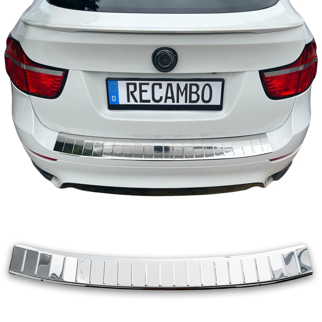 RECAMBO Ladekantenschutz Edelstahl kompatibel für BMW X6 | E71 E72 | BJ 2008-2014 - Hochglanz polier