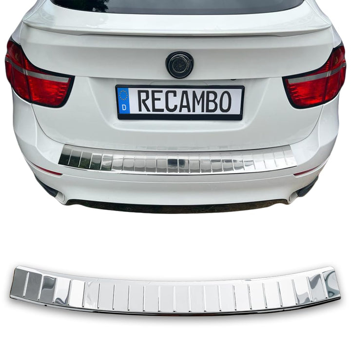 RECAMBO Ladekantenschutz Edelstahl kompatibel für BMW X6 | E71 E72 | BJ 2008-2014 - Hochglanz polier