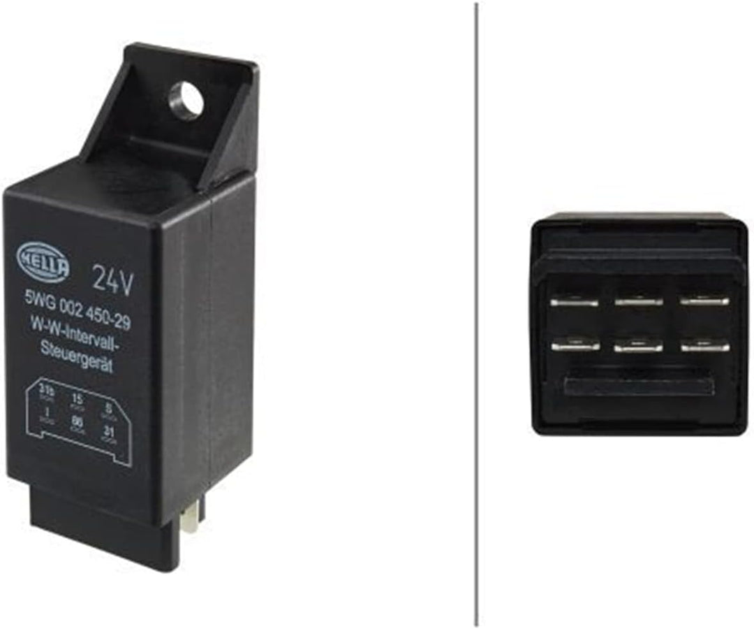 HELLA - Relais, Wisch-Wasch-Intervall - 24V - 6-polig - mit Halter - 5WG 002 450-291