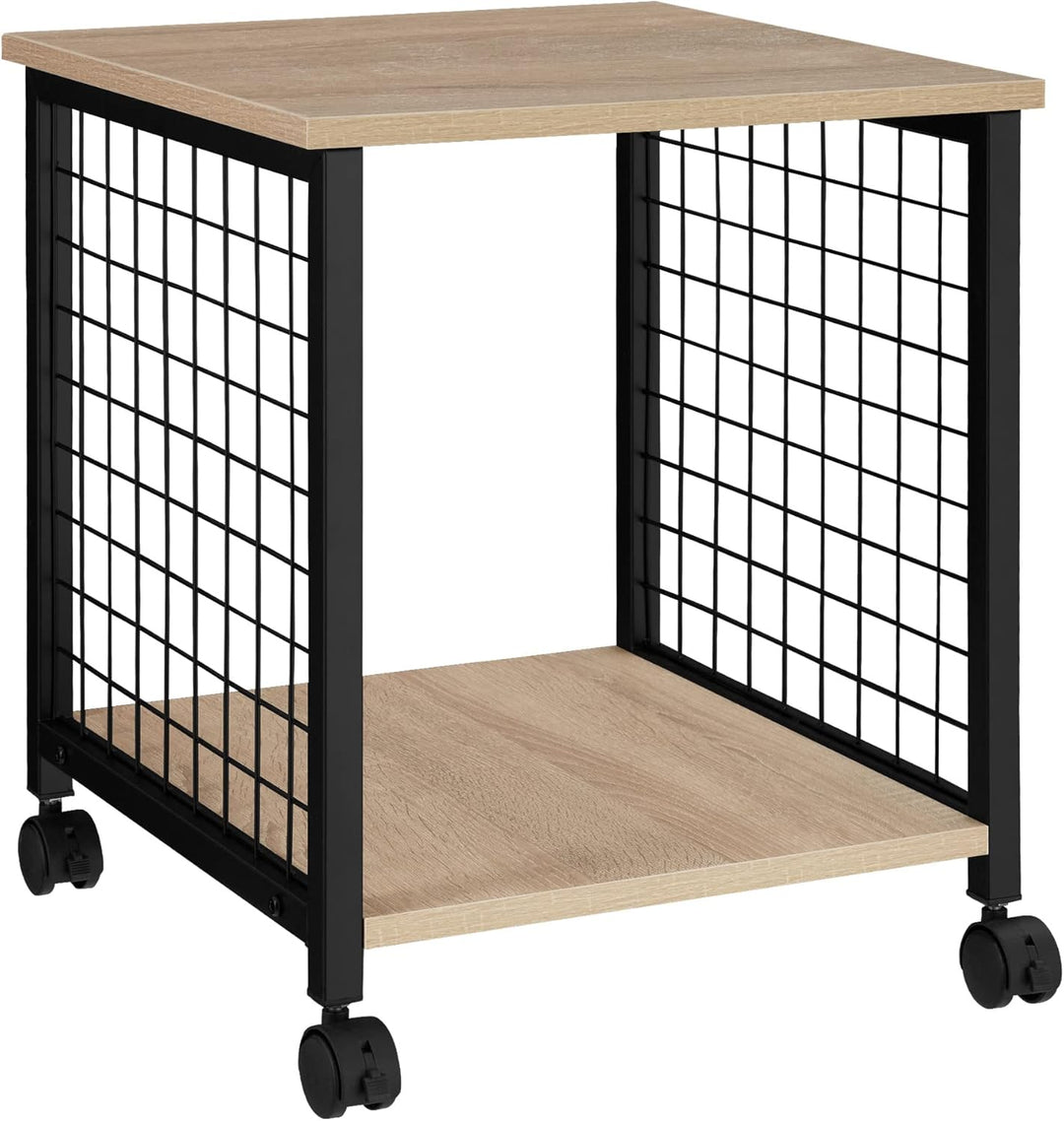 tectake Beistelltisch mit 2 Ablagen und Rollen, Nachttisch im Industrie-Design, 40 x 40 x 48 cm, für