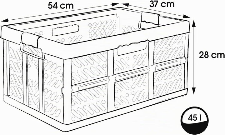 keeeper 4x Stabile Profi-Klappboxen mit Soft-Touch Griffen, 54 x 37 x 28 cm, 45 l, Ben, Grün/ Taupe