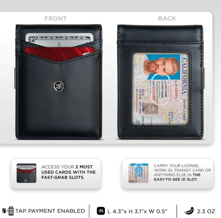 Suavell Leder Slim Wallets für Herren Geldbörse Kartenhalter mit Geldklammer Niedriges Profil RFID B
