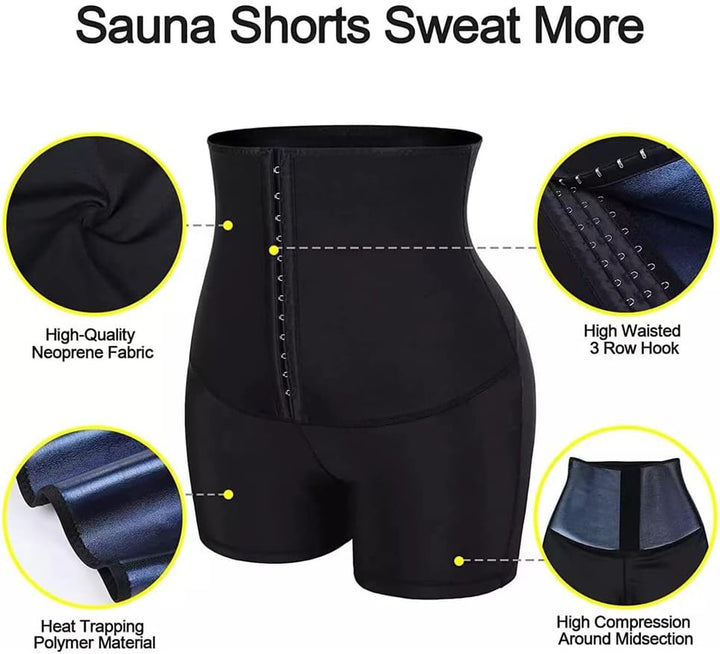 Damen Schwitzhose Zum Kurz Hosen Hohe Taille Sauna Shorts Hot Thermo Sweat Sporthose Verstellbare Sc