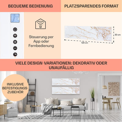 Klarstein Infrarotheizung mit Thermostat, 350W Elektroheizung, Smart Home Bild-Infrarotheizung zur W