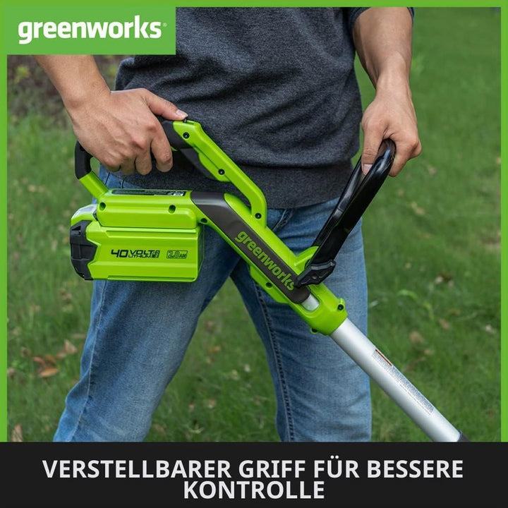 Greenworks 40V Akku Rasentrimmer &amp; Kantenschneider mit Rad für klein-mittelgrosse Gärten, 33m Schnit