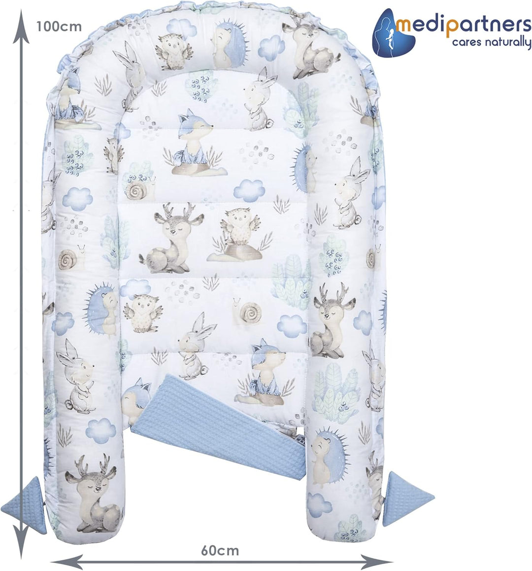 Medi Partners Babynest Kuschelnest Babynestchen 100% Baumwolle Waffle Nestchen Reisebett für Babys S