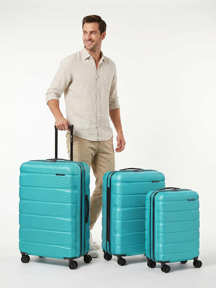 Franky Munich 4.0 Koffer Set | Trolley Hartgepäck - Handgepäck Koffer mit 4 Rollen Einer Dehnfalte,