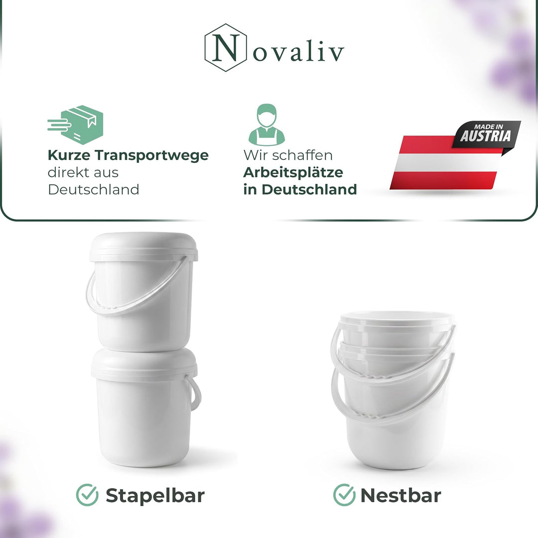 Novaliv Windeleimer 10 L 2er-Set geruchsdicht – 2x Windelmülleimer ohne Kassette mit Deckel &amp; Griff