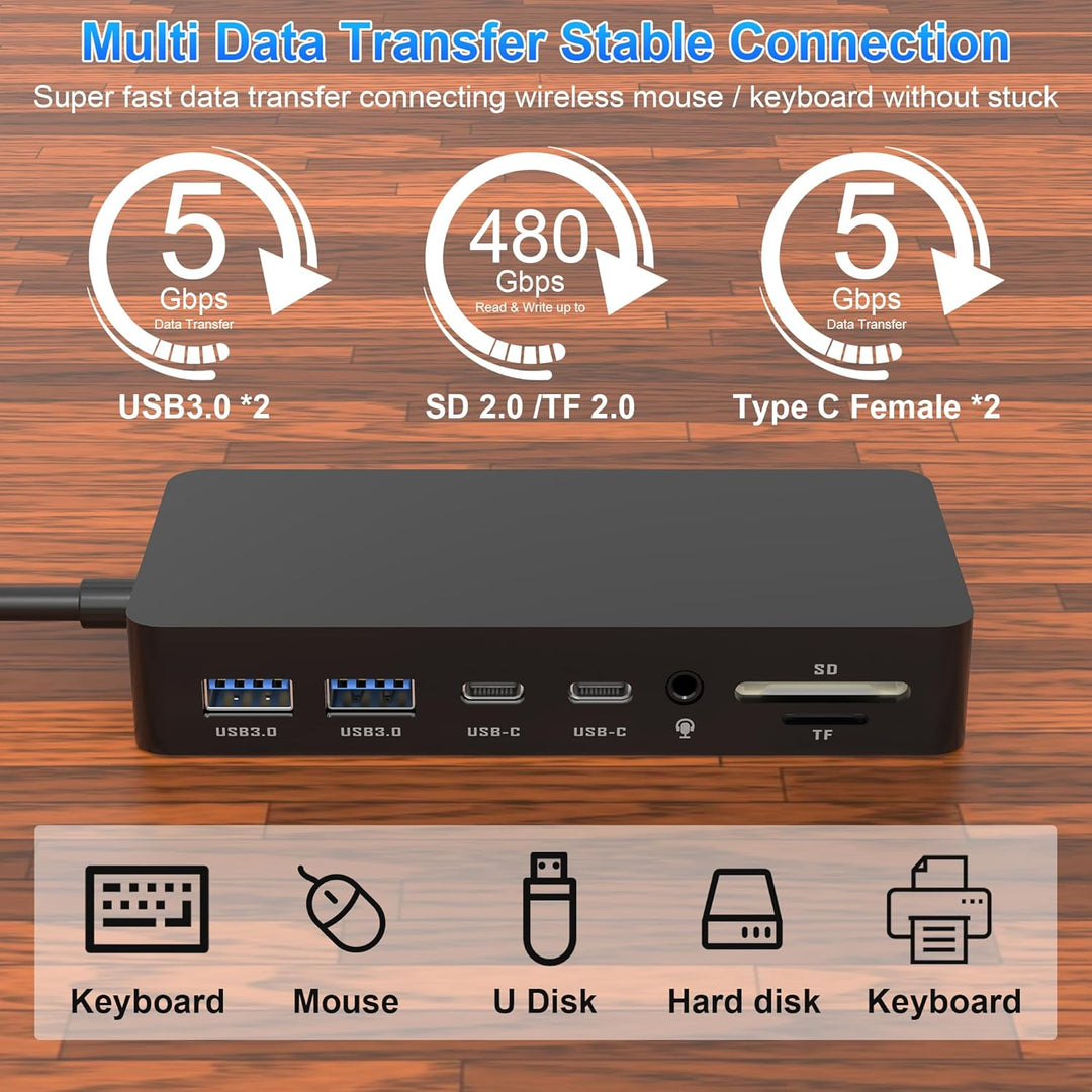 Surface Dock, Surface Docking Station, 12-in-1 Triple Display (2HDMI 4K+VGA) Microsoft Surface Dock
