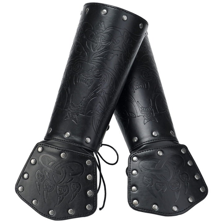 Sehaby Wikinger Wolfskopf Leder Armschienen, mittelalterliche keltische Knoten Armschienen, nordisch