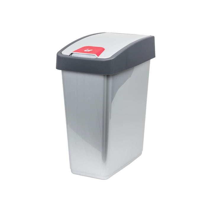 keeeper Premium Abfallbehälter mit Flip-Deckel, Soft Touch, 25 l, Magne, Silber 25 L Silber, 25 L Si