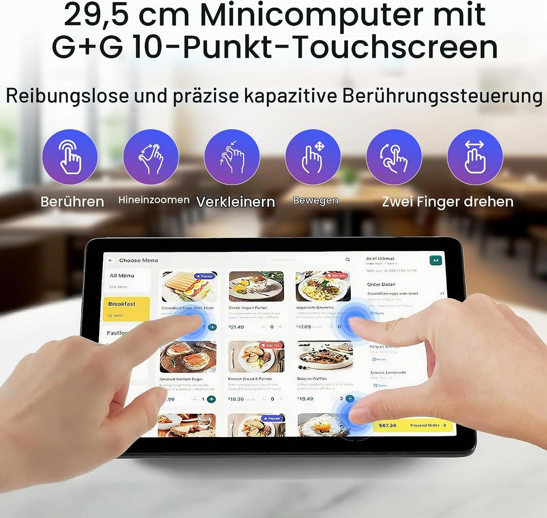Mini Computer PC Mini Deko PC mit Touchscreen 11.6", Computer-mini Intel N5095 Win11 Pro 8GB RAM, 12