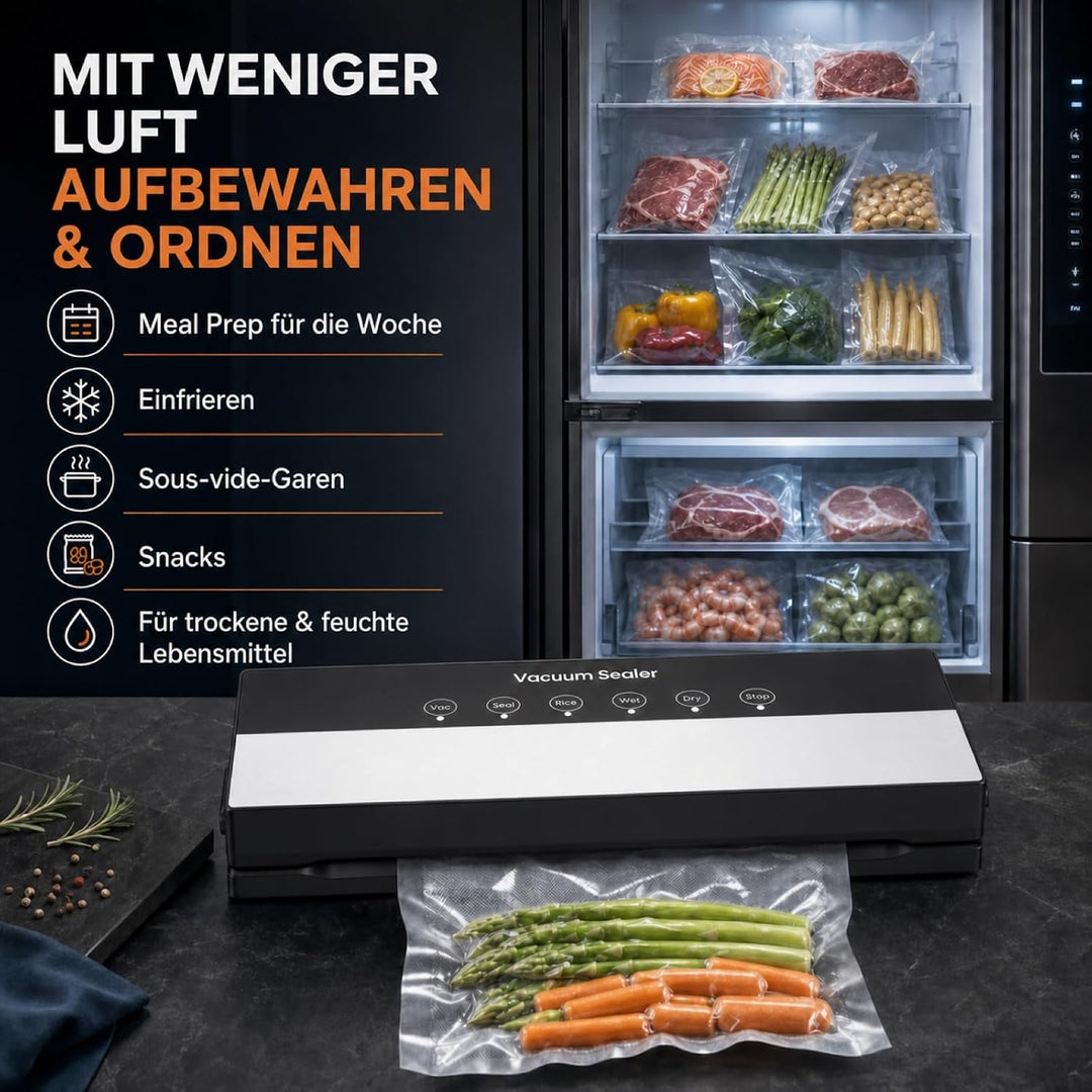 Vakuumiergerät, Vakuumierer 5 in 1 für Sous Vide Kochen und Lebensmittel Bleiben bis zu 7x Länger Fr