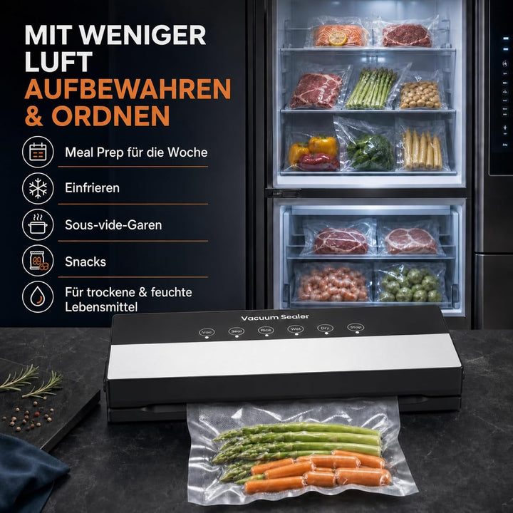 Vakuumiergerät, Vakuumierer 5 in 1 für Sous Vide Kochen und Lebensmittel Bleiben bis zu 7x Länger Fr