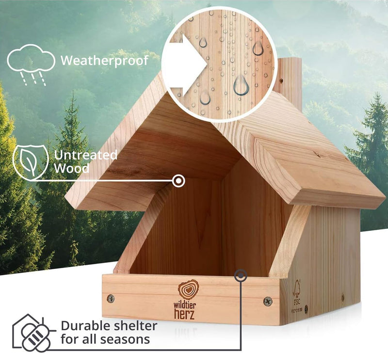 wildtier herz I Amsel Nistkasten aus verschraubtem Massiv-Holz - Wetterfest & Unbehandelt, Vogelhaus