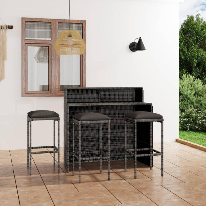 Susany Gartenbar Set 4-TLG. mit Kissen Theke Bar Tresen Gartentheke Bartisch Stehtisch Barhocker Bar