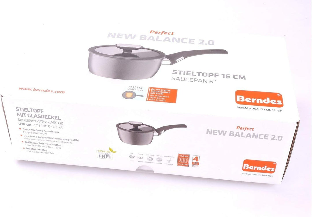 Berndes Balance Induction Stieltopf Enduro, 16 cm, Induktion, Mini-Topf extrem Kratzfest, Guss-Optik