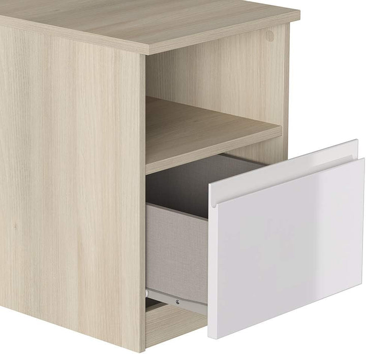 Iconico Home MIK Modern, Nachttisch mit Tagesfach und Schublade mit Rollschienen, mit integriertem G