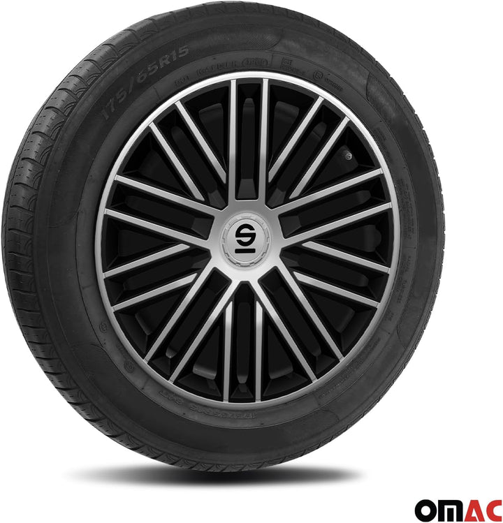 Sparco Radzierblenden Bergamo - 14-Zoll - Silber/Schwarz - Satz mit 4 Stück