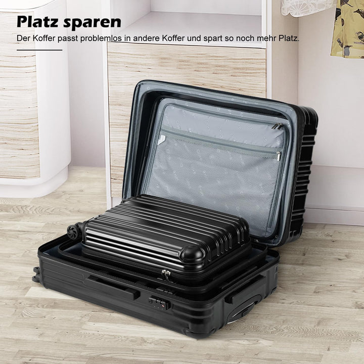 COOLIFE Hartschalenkoffer Rollkoffer Reisekoffer Handgepäck, PC+ABS-Material leicht, mit TSA-Schloss