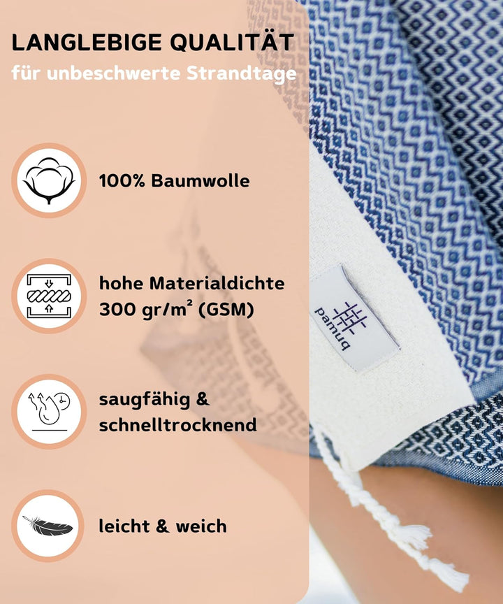 Strandtuch XXL Saunatuch Badetuch Hamamtuch Gross Baumwolle Duschtuch Pestemal Handtuch Fouta Pareo