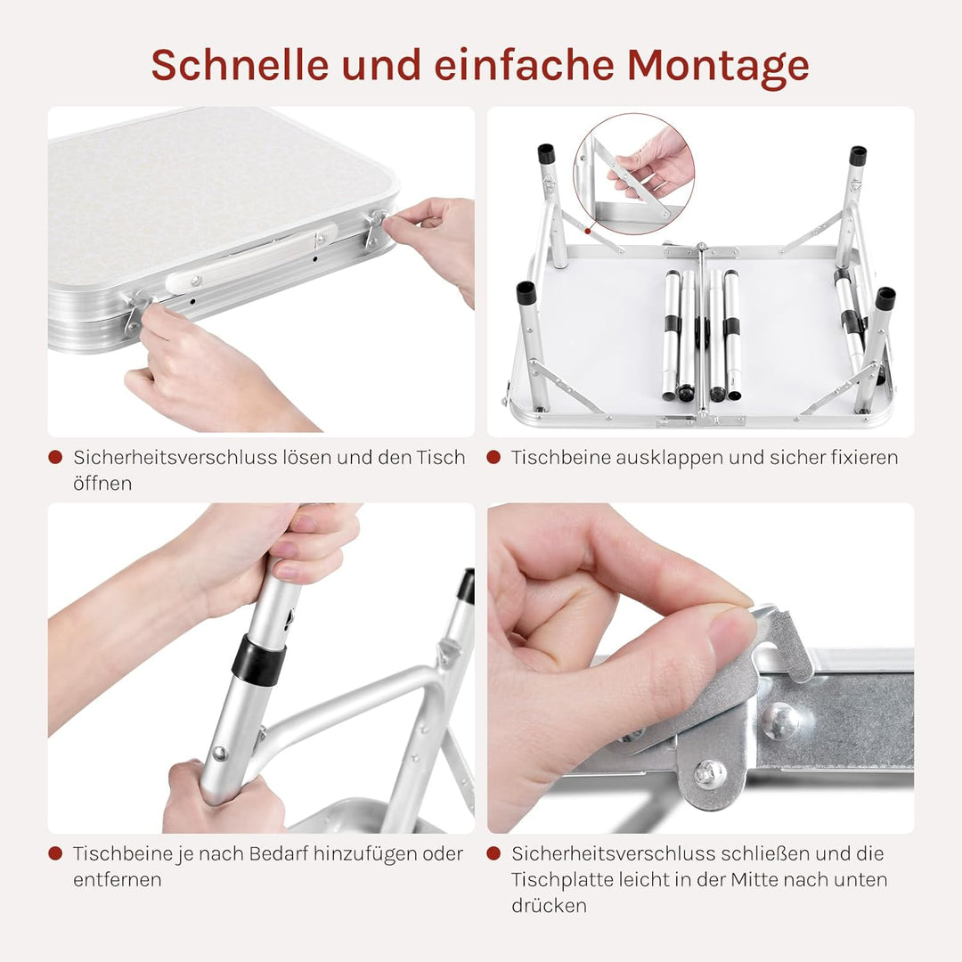 WOLTU Klapptisch Höhenverstellbar 25/36/50/60 cm, 60x40cm Tischplatte, mit Aufbewahrungsnetz und Hak