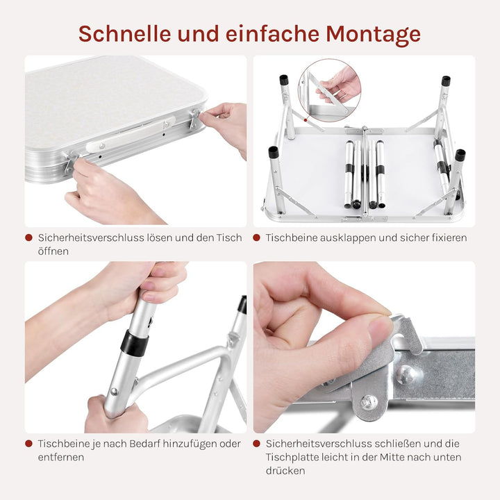 WOLTU Klapptisch Höhenverstellbar 25/36/50/60 cm, 60x40cm Tischplatte, mit Aufbewahrungsnetz und Hak