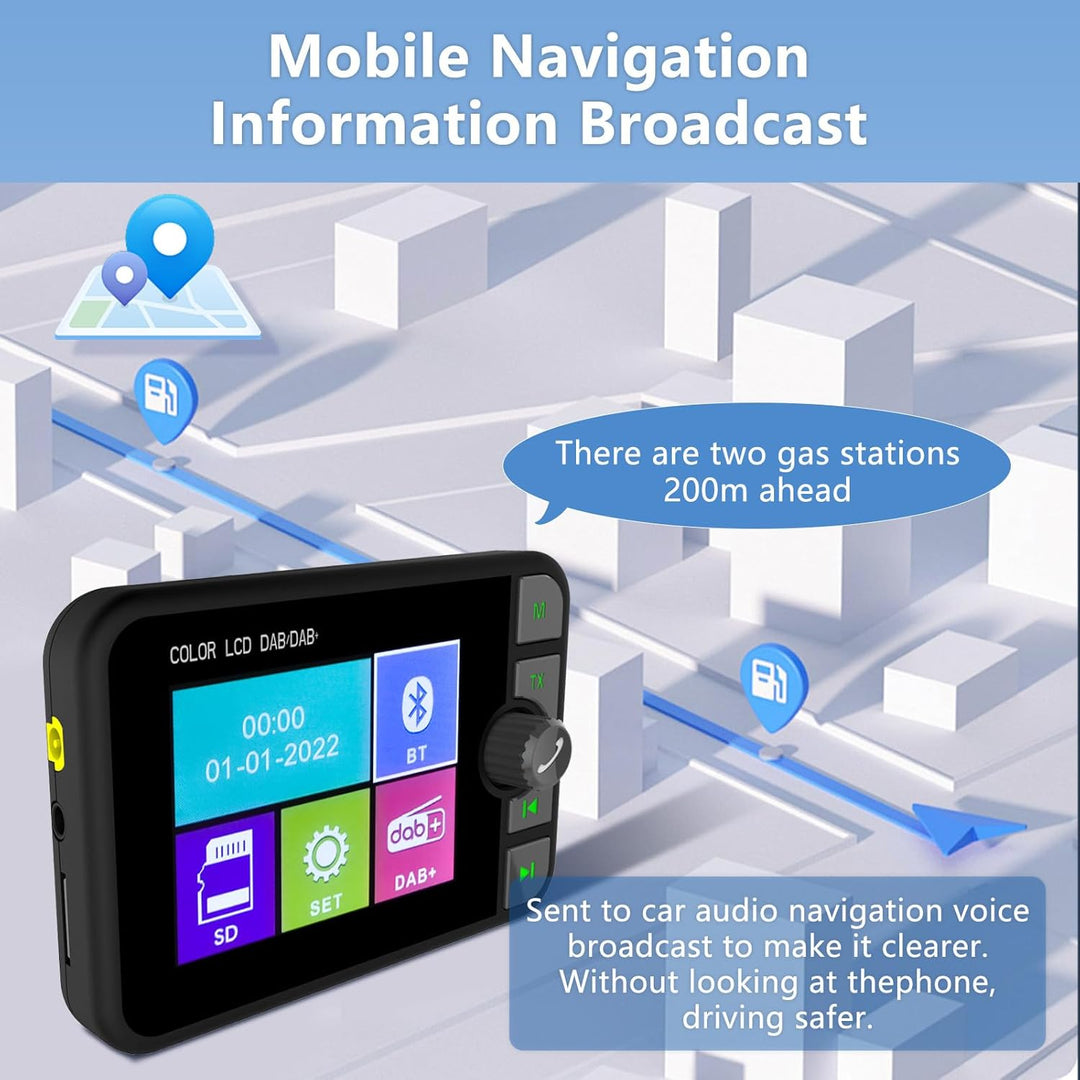 Hikity DAB/DAB+ Tragbarer Radio Adapter mit 2.4 Zoll Color Large LCD Display für Android Autoradio m
