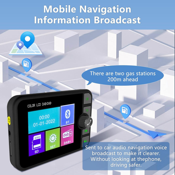 Hikity DAB/DAB+ Tragbarer Radio Adapter mit 2.4 Zoll Color Large LCD Display für Android Autoradio m