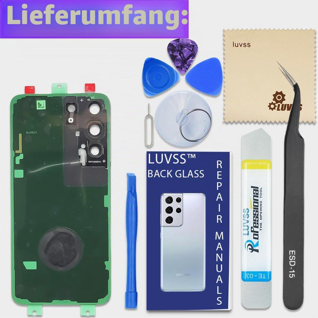 LUVSS Akkudeckel Kompatibel für Samsung Galaxy S22 5G Rückseite Glas Deckel Original Backcover Ersat