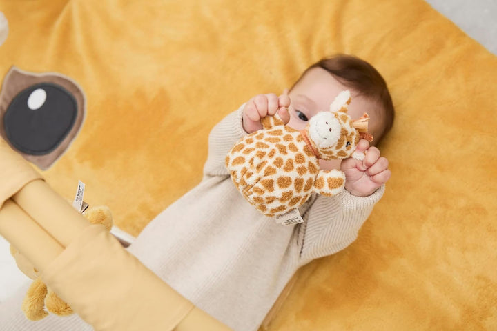 Sterntaler Spielbogen Löwe Leo – Flauschig weiche Baby-Spieldecke mit Spiegel & Rassel – Abnehmbarer