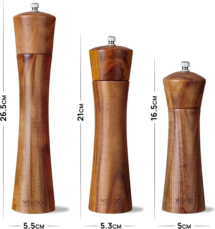 Salz und Pfeffermühle aus Holz sehr Gross (25,5 cm) | Gewürzmühlen mit robustem Keramikmahlwerk | Ex