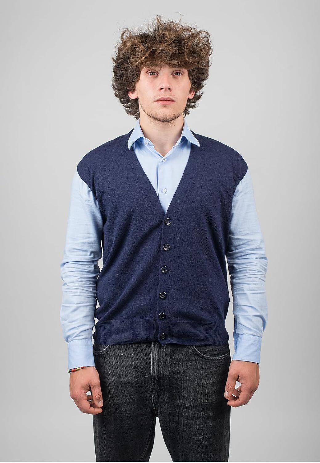Dalle Piane Cashmere - Weste mit Knöpfen aus Kaschmirmischung, Made in Italy - Herren S Blau, S Blau