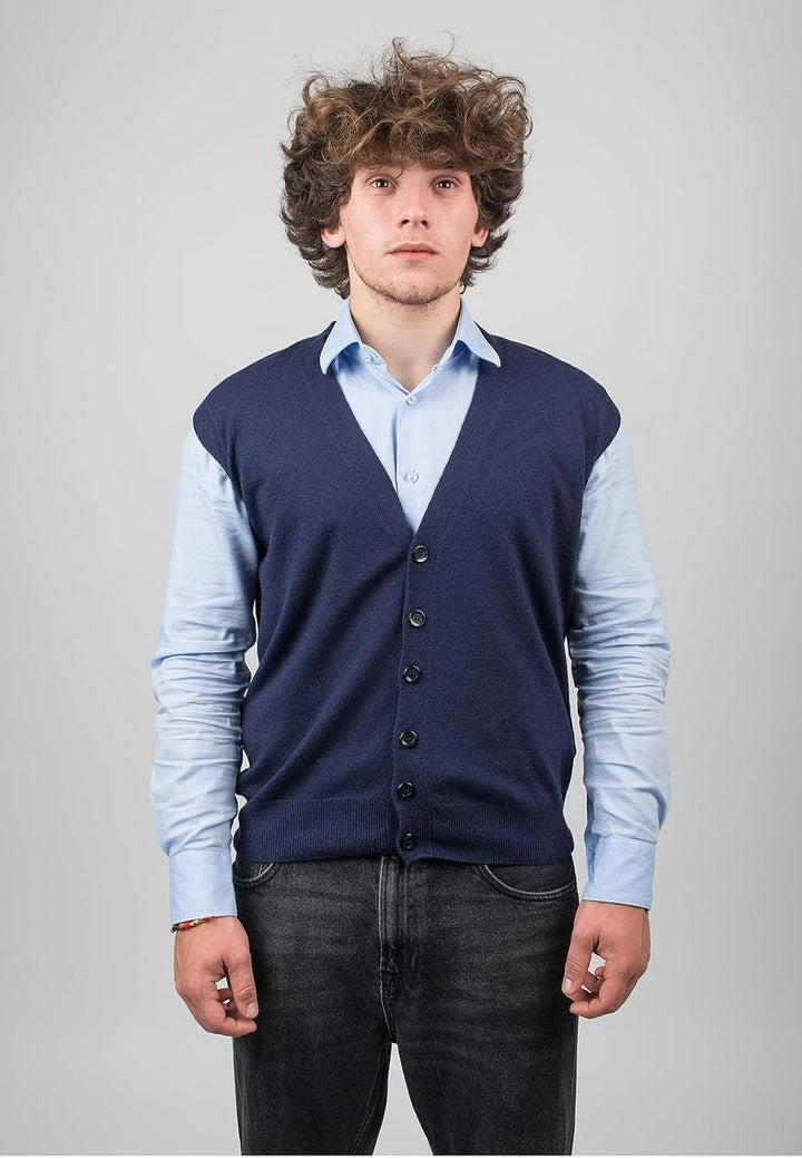 Dalle Piane Cashmere - Weste mit Knöpfen aus Kaschmirmischung, Made in Italy - Herren S Blau, S Blau