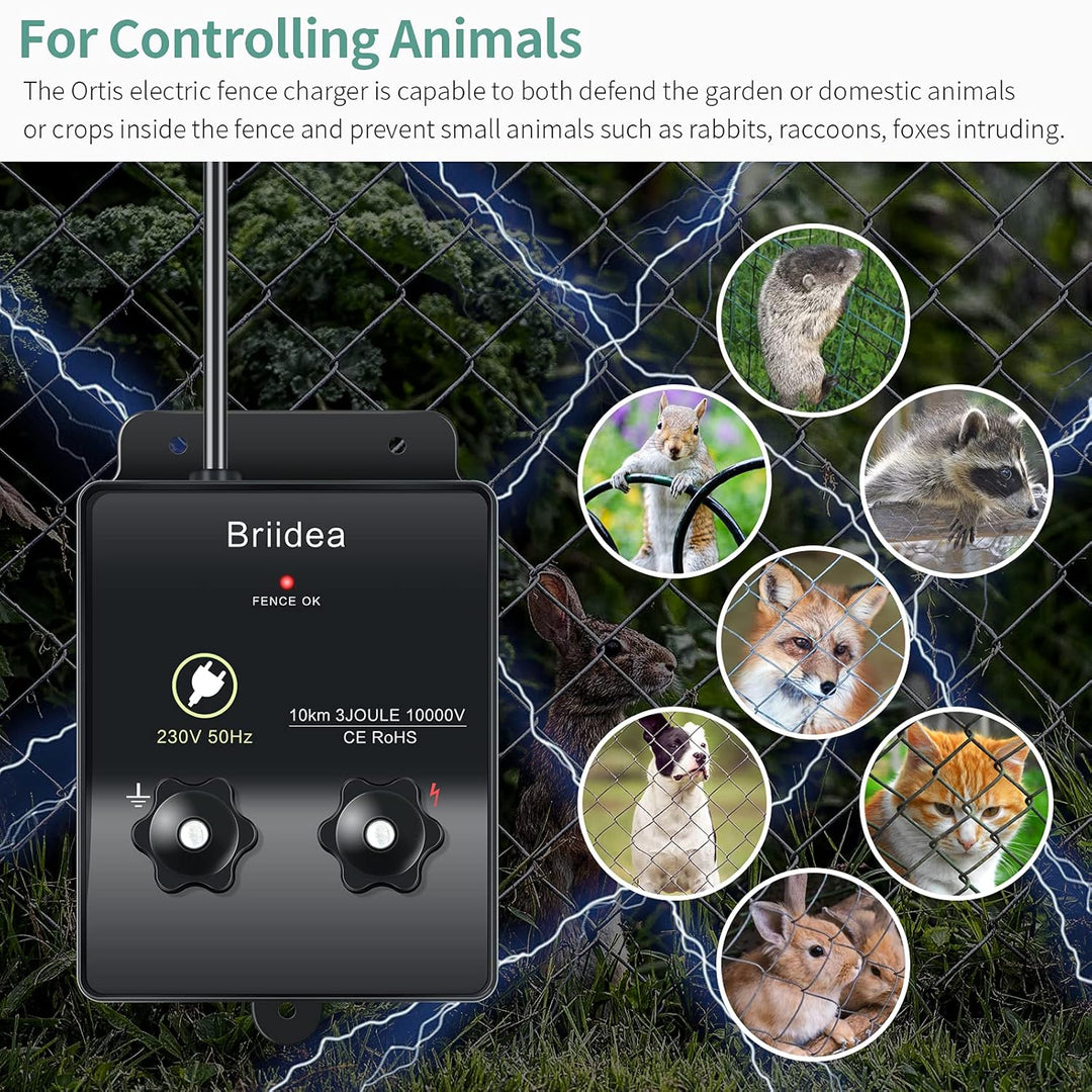 230V Weidezaungerät, Briidea 6.2 Meilen Elektrozaungerät für Hundezaun, Viehzaun, Eichhörnchen, verw