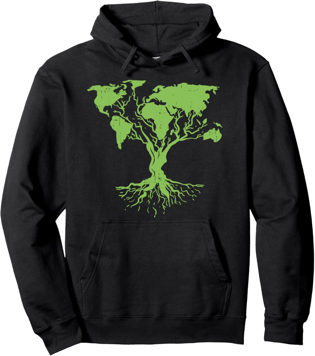 Earth Day Cute World Map Tree Pro Environment Plant Pullover Hoodie