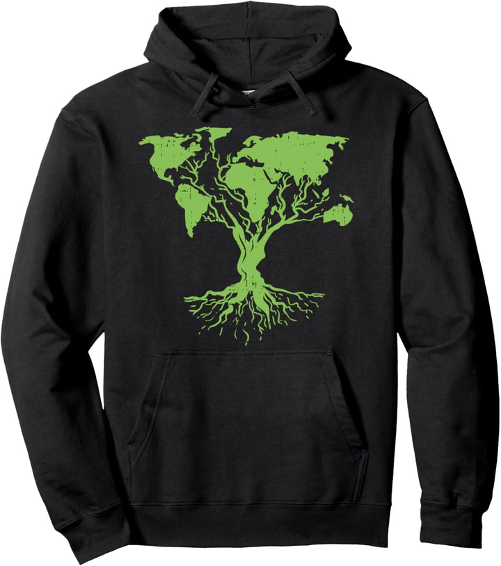 Earth Day Cute World Map Tree Pro Environment Plant Pullover Hoodie
