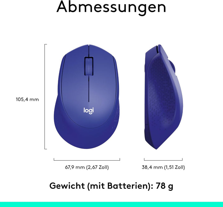Logitech M330 SILENT PLUS Kabellose Maus, 2,4 GHz mit USB-Nano-Empfänger, 1000 DPI Optical Tracking,