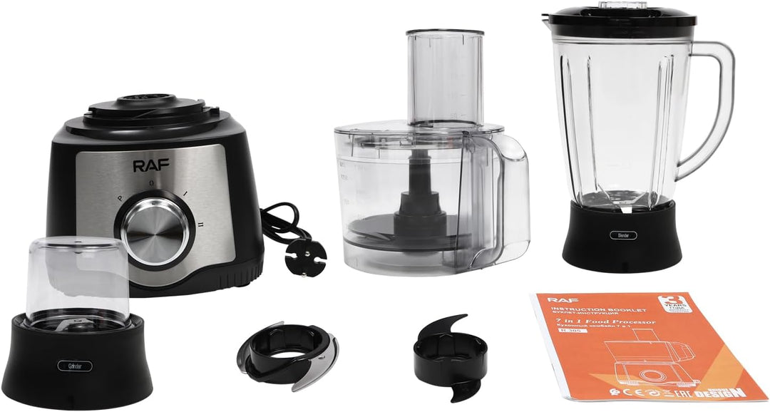 7-in-1-Gemüseschneider Kompakt Küchenmaschine Zerkleinerer Edelstahlgehäuse Food Processor Knetmasch