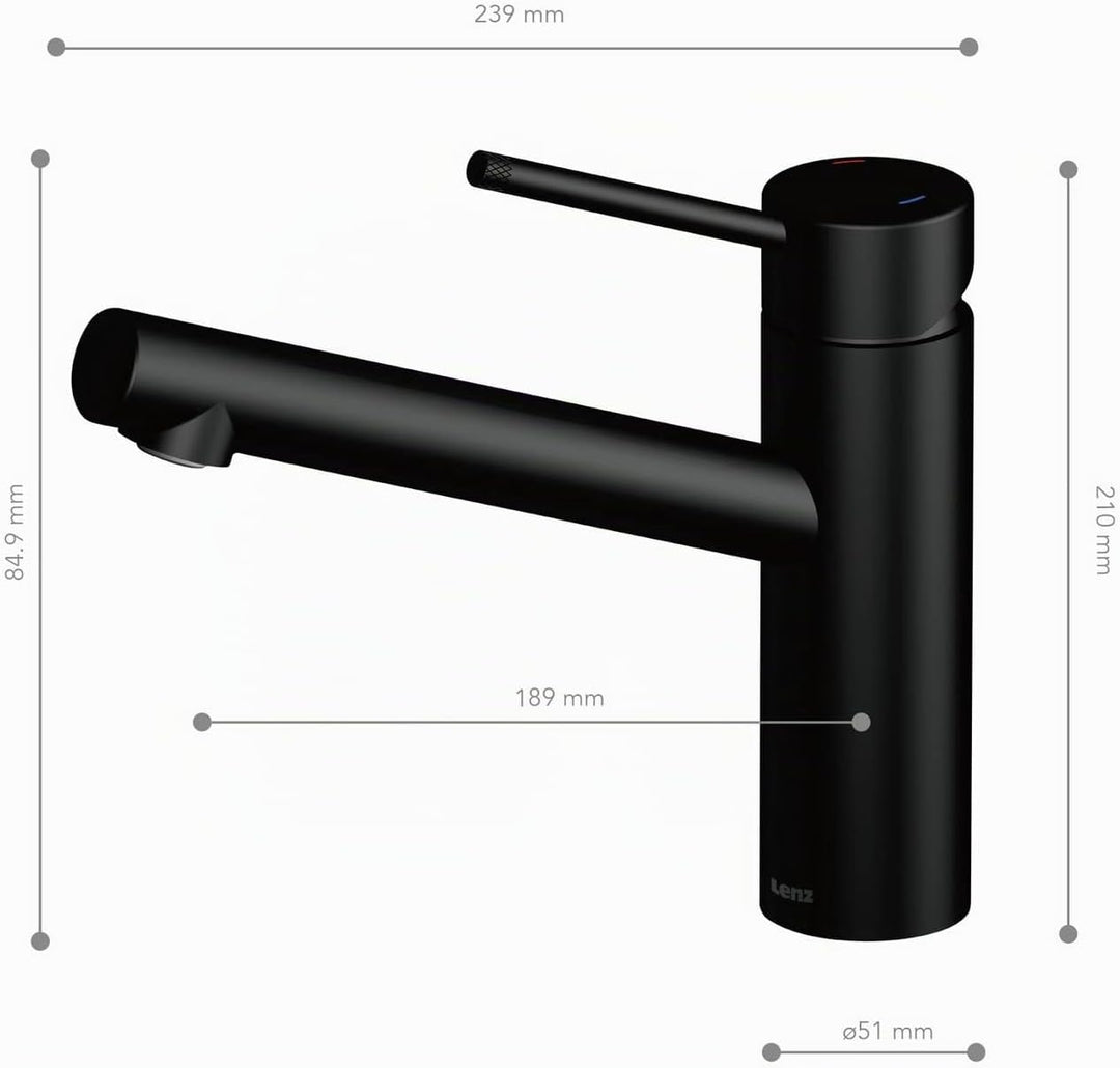 Lenz IRA Küchenarmatur Schwarz 46060451 Schwarz-matt, Schwarz-matt