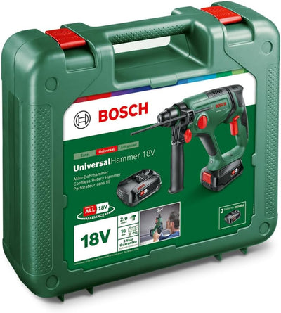 Bosch Akku-Bohrhammer UniversalHammer 18V (2x Akkus 2,5 Ah; 18 Volt System; zum Bohren, Hammerbohren