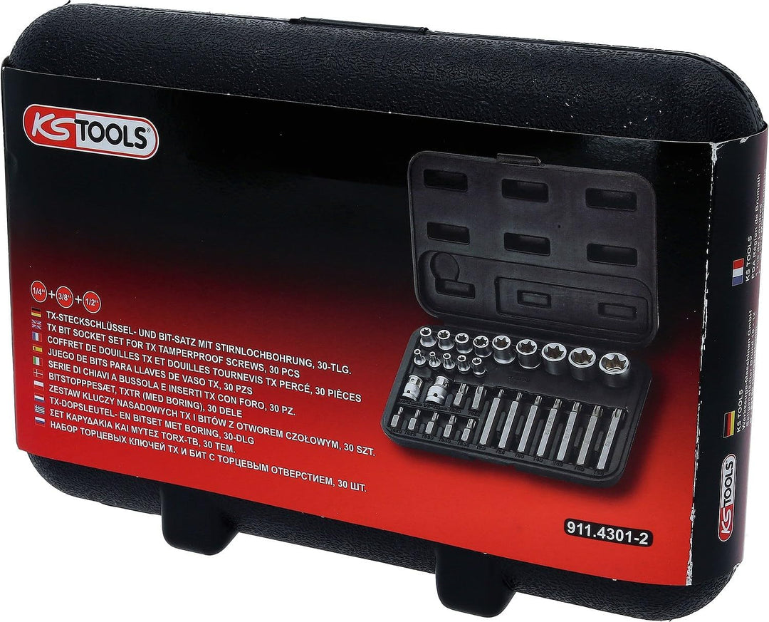 KS Tools 911.4301-2 TX-Steckschlüssel- und Bit-Satz, 30-tlg. Bits mit Bohrung