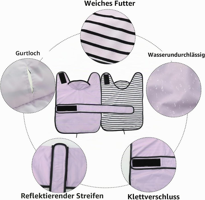 Geyecete Hunde Regenmantel,Einstellbar Wasserdicht Hundejacke für Dackel,Regenmantel mit reflektiere
