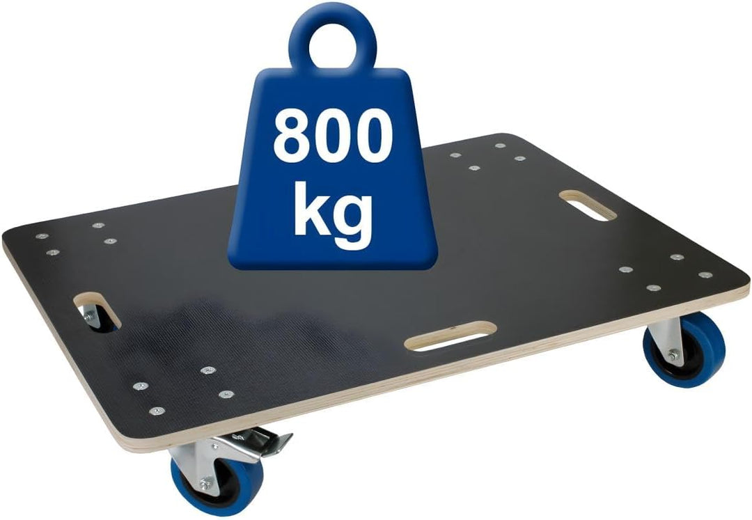 ECD Germany Transportroller mit 2x Feststellbremse 60 x 80 cm bis 800kg Siebdruckplatte - PP-Räder R