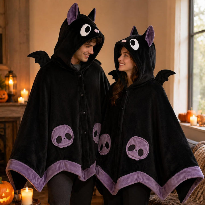 Halloween Damen Bat Hoodie Fledermaus tragbarer Decken Umhang Mit Dämonenflügeln Casual Herbst Karne