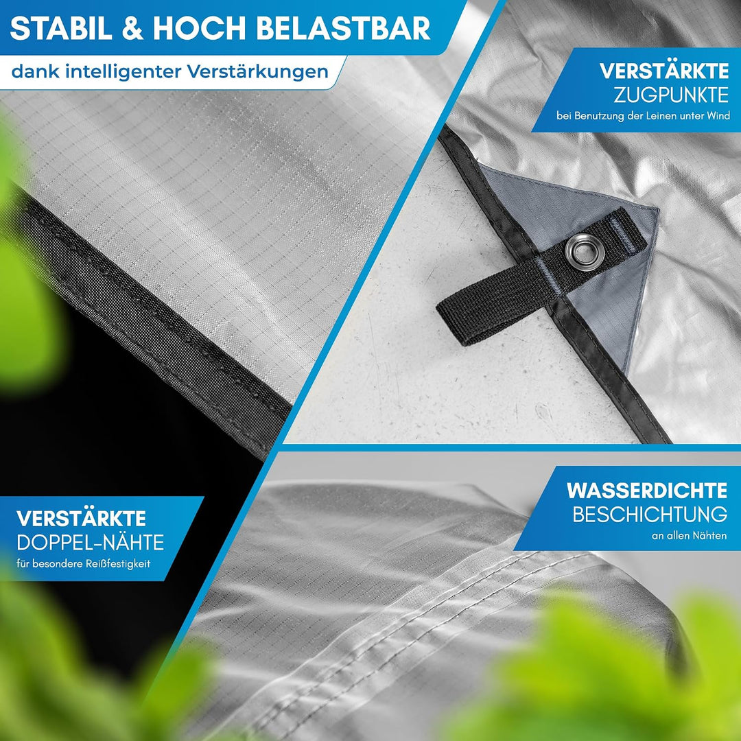 NORDMUT® Tarp 3x3/4m wasserdicht für optimalen Regen- und Sonnenschutz – Robuste Zeltplane kleines P