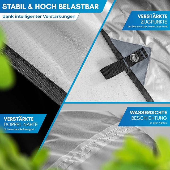 NORDMUT® Tarp 3x3/4m wasserdicht für optimalen Regen- und Sonnenschutz – Robuste Zeltplane kleines P
